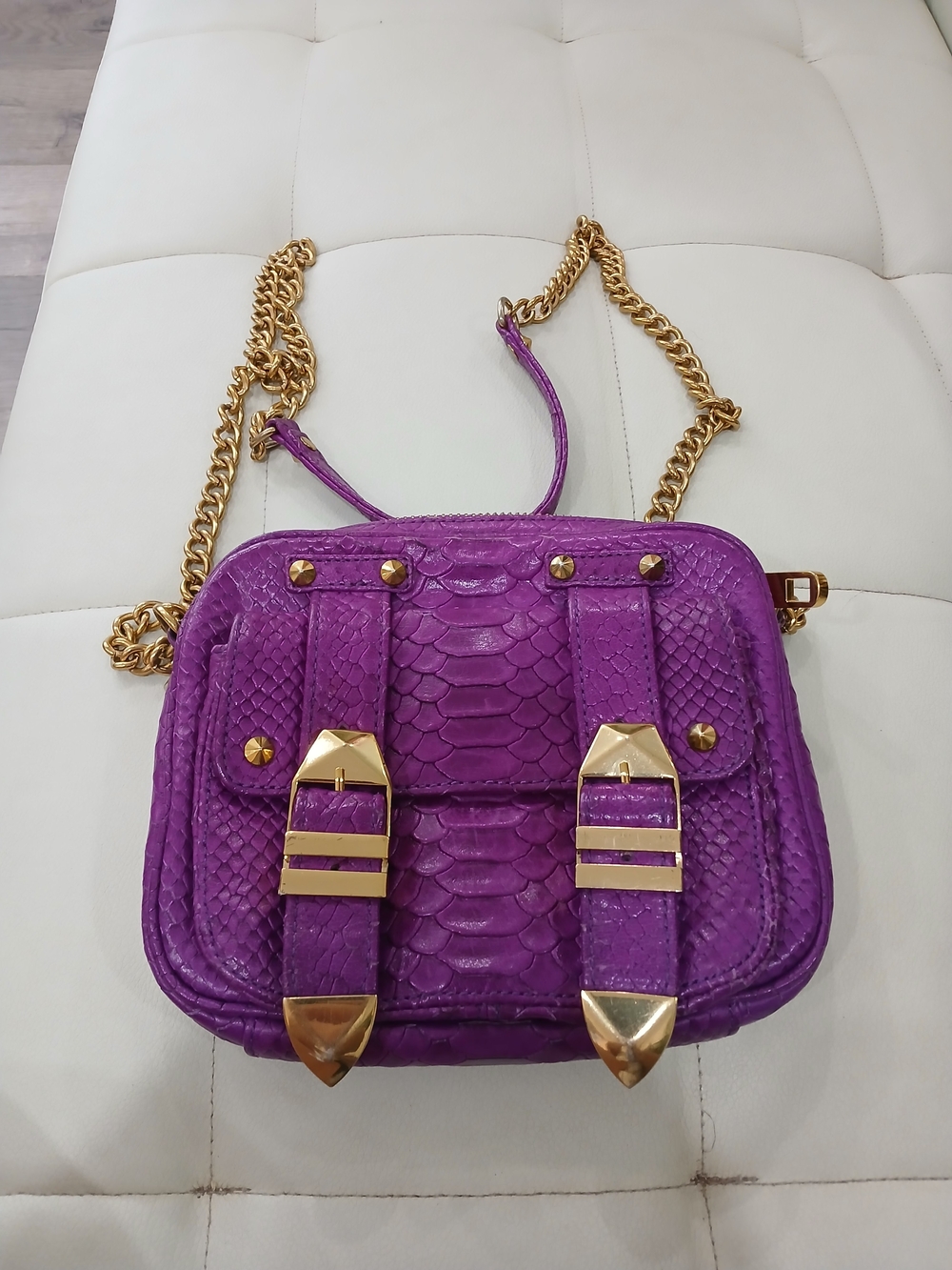 Rebecca Minkoff Purple Textured Crossbody with Gold Chain